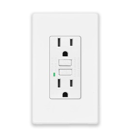 GFCI Outlet 15 Amp,GREENCYCLE 1PK 15A GFCI Duplex Outlet Receptacle with LED Indicator, ETL Listed Wall Plate and Screws Included, Non-Tamper Resistant, White