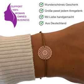 Selfmade Jewelry Women's Rose Gold Mandala Boho Style Macrame Bracelet with Gift Packaging, Metal, Without Stone