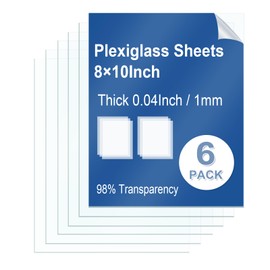 6 Pack Clear Plexiglass Sheets 8×10×0.04In Thin PET Plexiglass Sheets for Craft Projects Easy-process Transparent Flexible Plastic Blanks Sheeting for Picture Frames