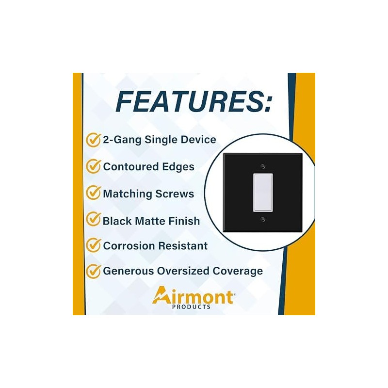 (2 Pack) Jumbo 2-Gang GFCI Rocker Wall Plate Cover –