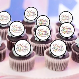 Happy Retirement Edible Cupcake Toppers – Colorful Celebration Designs for Retirement Parties & Milestone Celebrations (UNCUT, Pack of 48 x 3cm Discs)
