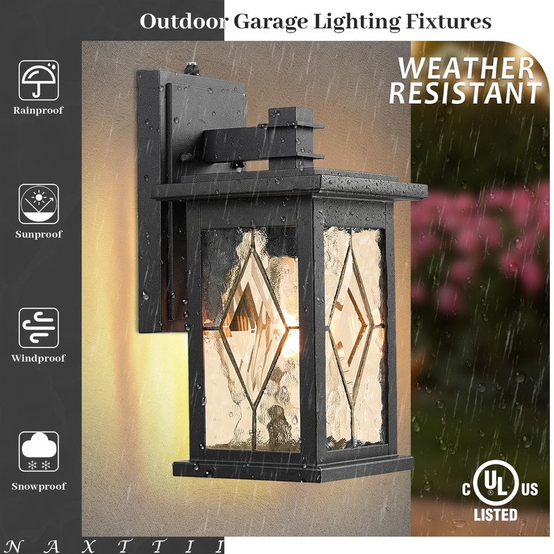 NAXTTII Exterior Lighting Fixtures Black Outdoor Porch Lights Wall Mount