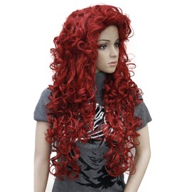 Lydell 28" Women Long Curly Wigs Soft Layered Hair Synthetic Full Wigs (137 Red)