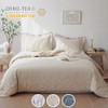 BISELINA French Linen Duvet Cover Set 3pcs Embroidered Willow Leaf