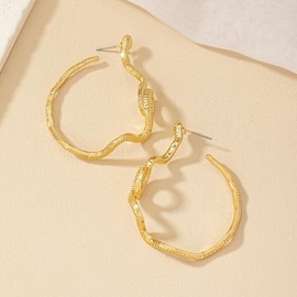 Gold Snake Hoop Earrings for Women Exaggerated Serpent Statement Cuff Earrings Party Costume Jewlery (Gold)