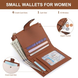 yiijay Small Wallet for Women RFID Blocking Tassle Bifold Slim Thin Leather Wallet Credit Card Holder Wallet Ladies Mini Wallet with Widened Zipper Pocket