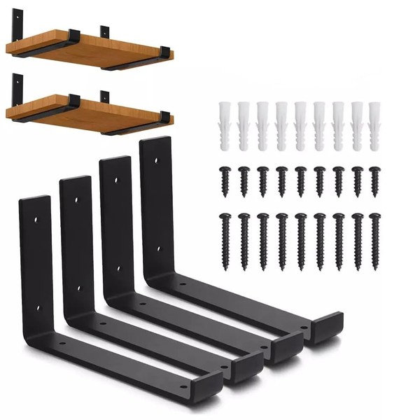 Heavy-Duty Black Scaffold Board Shelf Brackets (Set of 4) –