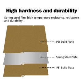 HzdaDeve 264x276 mm for Kobra S1 Combo Build Plate PEI Sheet Double-Sided Textured Plate Heated Bed Spring Steel Flexible Platform for Anycubic Printer Accessories Replacement (Gold)
