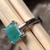 Natural Green Emerald 925 Solid Sterling Silver Engagement Ring Size