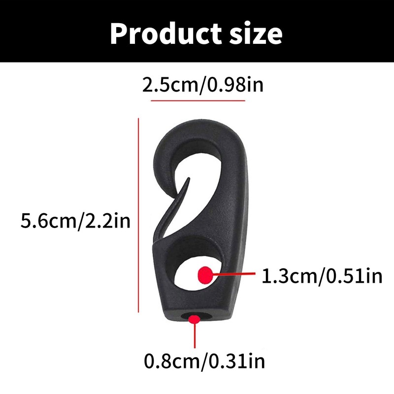 YHAILI 10 x Black Bungee Hooks Boat Bungee Cord Rowing