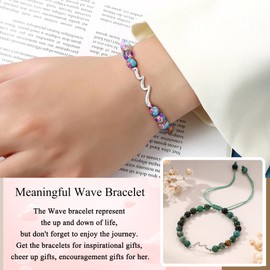 Sistble Daughter Gifts from Mom, Daughter Birthday Gifts To My Bracelet White Gold Wave Bracelet Jasper Natural Stone Love Bracelets for Women Summer Beach Gift Jewelry