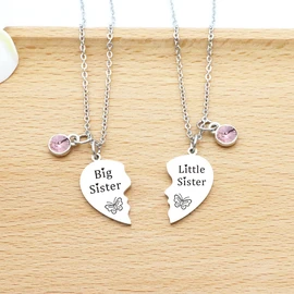 HULALA Big Sis Lil Sis Matching Sister Necklace For 2 Girls Sisters Birthday Christmas Jewellery Gifts