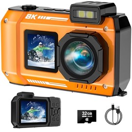 8K UHD Underwater Camera 33FT Autofocus 70MP Rugged Dustproof Shockproof Waterproof Digital Camera with 32G Card