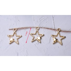 Ruwado 30 Pcs Double Stars Charms Metal Gold 1 x 0.87 Inch Large Pendants Connectors Kits Accessories for Jewelry Making Kit Earring Keychain Crafting Project Finding Supplies (Gold)