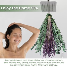 Real Eucalyptus for Shower Hanging Dried Eucalyptus Stems for Shower with Natural Real Live Lavender Bundle 17''