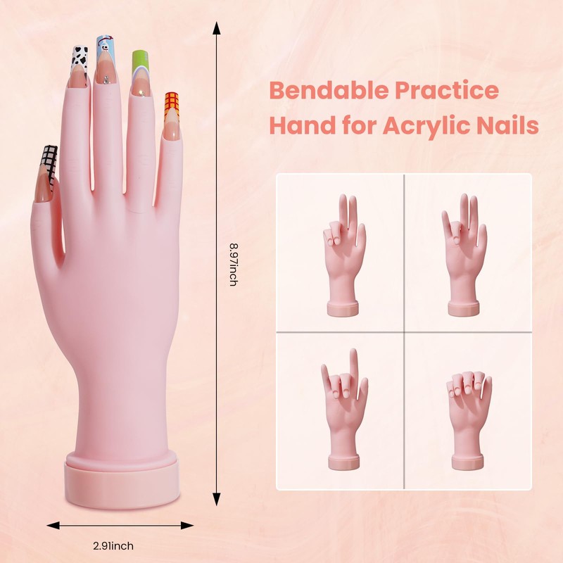 Practice Hand for Acrylic Nails Kit: Fake Hand for Nail
