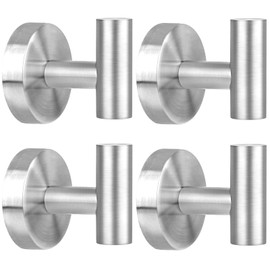 Towel Hooks,4 Pack Towel Hooks for Bathrooms,SUS304 Stainless Steel Bathroom Hooks for Towels,Heavy-Duty Towel Hook for Bathroom Wall Mounted,Solid Wall Hooks for Hanging Towels,Robes,Coats - Silver