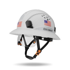 DS-SMAAT Full Brim Construction Hard Hat with Visor,6-Point Ratchet Suspension Safety Helmet, Superior Impact Head Protection for Industry Use,ANSI Z89.1&OSHA Approved,Both for Men&Women(Matte White)