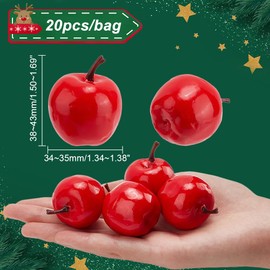 PH PandaHall 20pcs Mini Apples, 1.7 Inch Artificials Red Fauxs Simulation Fruit Decor Christmas Decoratives Model for Home Kitchen Table Photography Party Photo Props
