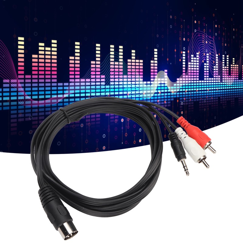 DIN 8 Pin to 3.5mm 2 RCA Cable Male to