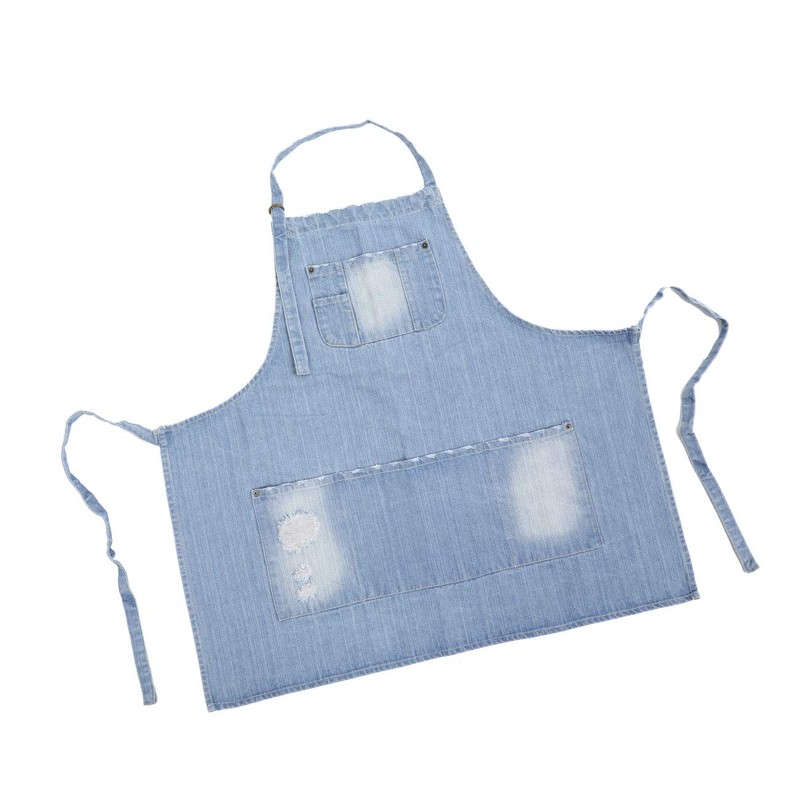 Pincy Denim Apron, Unisex Adjustable Bib Apron with Pockets for