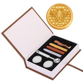 Yoption Wax Seal Stamp Kit, Bee & Honeycomb Sealing Stamp with Gold Red Silver Sealing Wax Sticks Gift Box Set for Invitations, Cards, Letters, Gift Idea