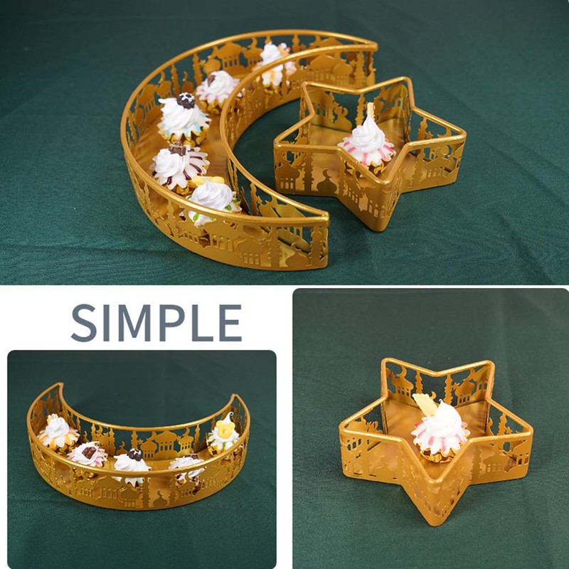 Ramadan Iron Tray Moon Star Shaped Eid Mubarak Dessert Tray