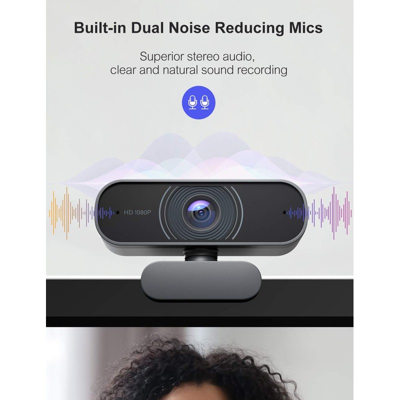OYU Webcam, 1080P 30Fps, Dual Stereo Microphone, USB Plug &