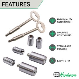 EAI Sash Window Stop for Security and Ventilation | Satin Chrome | Pack of 2 Stops & 2 Keys…