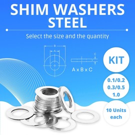 Plasmagal - Shim Washers KIT - 50 Units (10 Units x 0,1/0,2/0,3/0,5/1,0 mm) (Steel, 8x14)