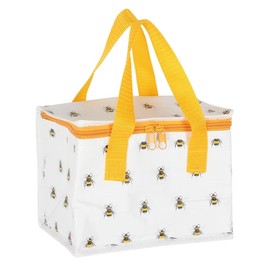 Buzzworthy White & Yellow Bee Print Insulated Lunch Bag - 15cm x 20.5cm (1 Pc.) - Made of 40% Recycled Plastic, Adorable Design for Fresh and Safe Meals All Day
