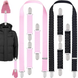 Zkptops 8 PCS Winter Elastic Mitten Clips Glove Clips for Adult Toddlers Kids Children Strong Stainless Steel Hat Clips Adjustable Glove Holder Clips for School Snow and Cold Winter Days