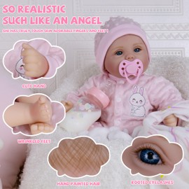 Milidool Reborn Baby Dolls Lifelike Girl Doll 18 inch Realistic Newborn Baby Doll Real Looking Silicone Baby Dolls Girl with Feeding Complete Accessories for 3+ Years Old Gifts