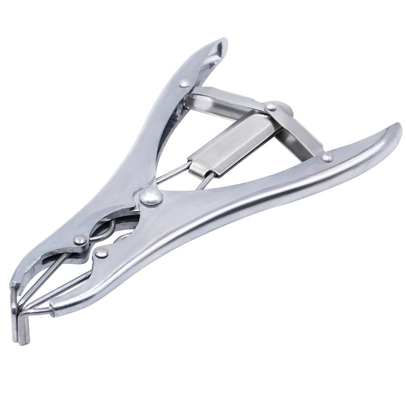 Stainless Steel Castration Tongs with 200 Rubber Rings, Flexible Castration