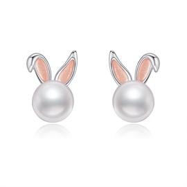 JERWLI Cute Bunny Earrings for Women 925 Sterling Silver Rabbit Earrings Bunny Stud Easter Jewellery Gifts for Women Lover Mother