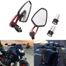 DREAMIZER Black Motorcycle Handlebar Mirrors, 7/8" 22mm Rear view Wing Mirrors Motorbike for Scooter Cruiser Sport Bike Chopper (Red)