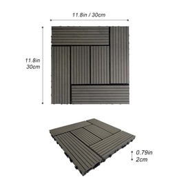 LJLB Wood Plastic Composite Deck Tiles for Beautiful Outdoor Spaces, Easy Installation, Waterproof and Slip-Resistant, Dark Grey, 20 pcs