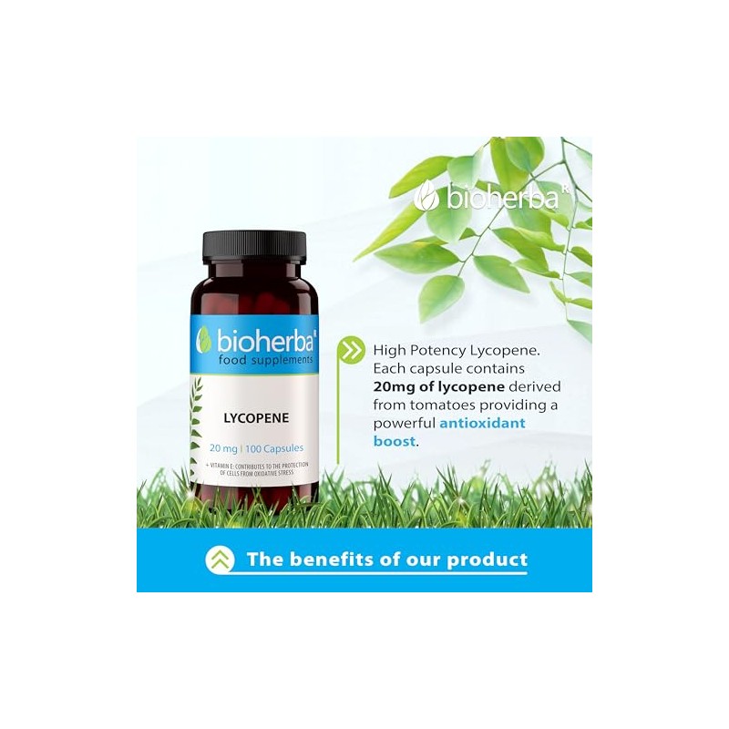 BIOHERBA LYCOPENE 20 mg 200 Capsules - High-Strength Antioxidant Supplement