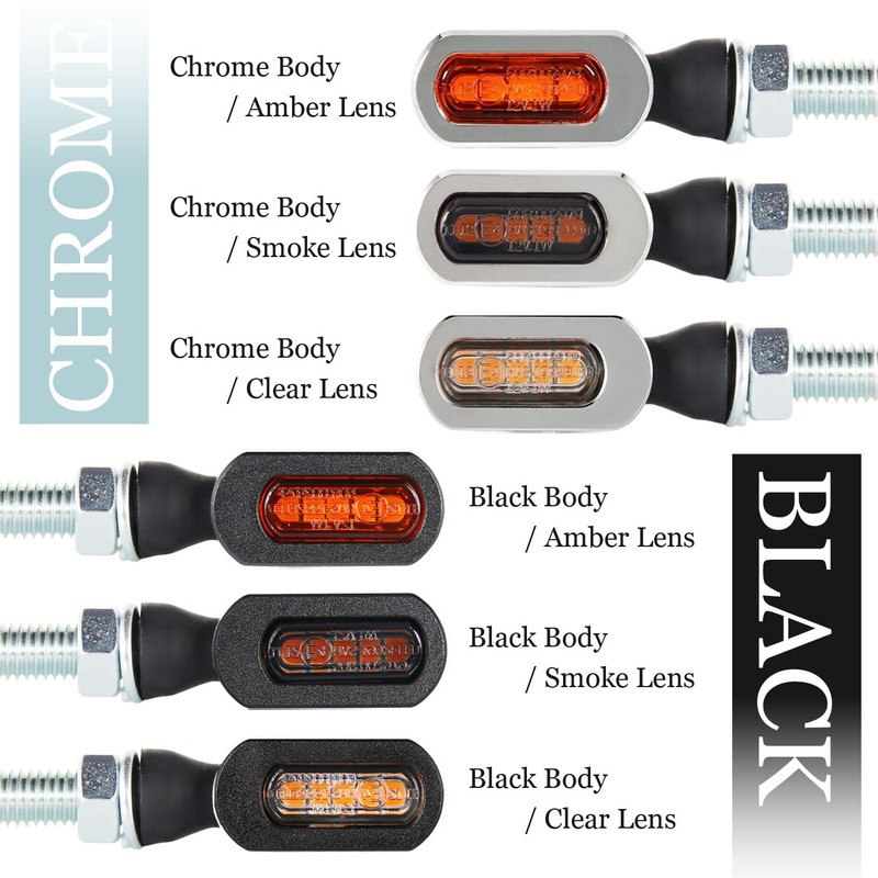 Ultra Small Micro Mini LED Turn Signal, Black Body, Smoke