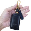 ALEACAR Luxury Genuine Leather Smart Key Fob Cover With Keychain