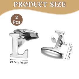 sourcing map 2Pcs Initial Cufflinks, Iron Classic Monogram Alphabet Letter Cuff Links for Men Business Groom Wedding Party Birthday (Silver, Letter L)