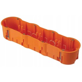 Pawbol 4-Way Cavity Wall Socket Depth 60 mm Milling Hole 4 x Diameter 68 mm with Pre-Assembled Device Screws, Not Waterproof, Plastic, Orange, Modern