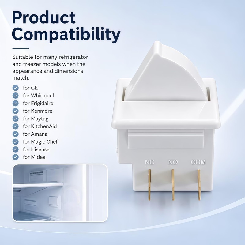 W11396033 3 Pin Refrigerator Door Light Switch Replacement, 2 Pack