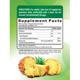 Nature's Truth Vitamin D3 Gummies | 2000 IU | 70 Count | Pineapple Flavor | Vegetarian, Non-GMO and Gluten Free Supplement