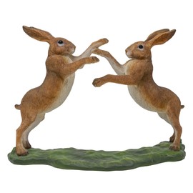 Realistic Hare Ornaments Finished in Natural Colours, Choice of Poses to Collect (21cm wide Boxing Hares)