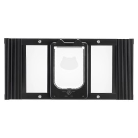 Cat Door Window Accessory Aluminum Frame Adjustable High Transparency Glass Weatherproof For Window InstallationDefault: Default