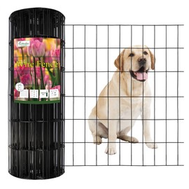 Black PVC Coated Welded Wire Fence 24 Inch x 50 Foot, 2 Inch x 4 Inch 14GA, Garden Border Fencing Roll Vinyl Coated Wire Mesh for Yard Vegetable Plant Protection Poultry Netting