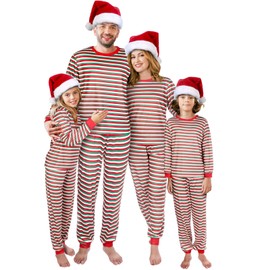 Liitrsh Matching Family Christmas Pajamas Set striped Pajamas Classic Sleepwear Loungewear Xmas Holiday Pajamas(Men,Medium,Red White and Green)