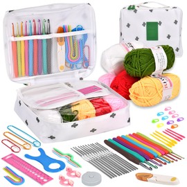 58pcs Crochet Hooks Set Crochet Kits for Beginners Adults Knitting Kit Includes Ergonomic Metal Crochet Hooks 0.6mm to 6mm, Accessories Tools for Beginners Adults Sister Gift Knitting Tools with Case