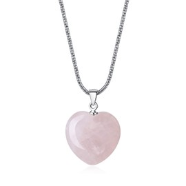COAI Heart Rose Quartz, Love Fulfillment Necklace, Women's, rose quartz, Quartz